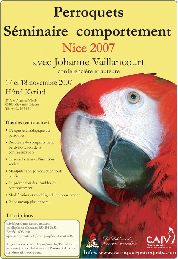 Affiche séminaire Nice sur les perroquets