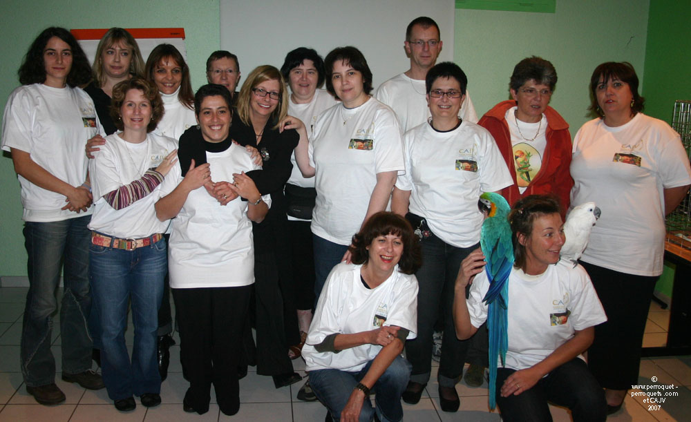 Johanne Vaillancourt et participants au séminaire de Nice sur les perroquets en 2007.